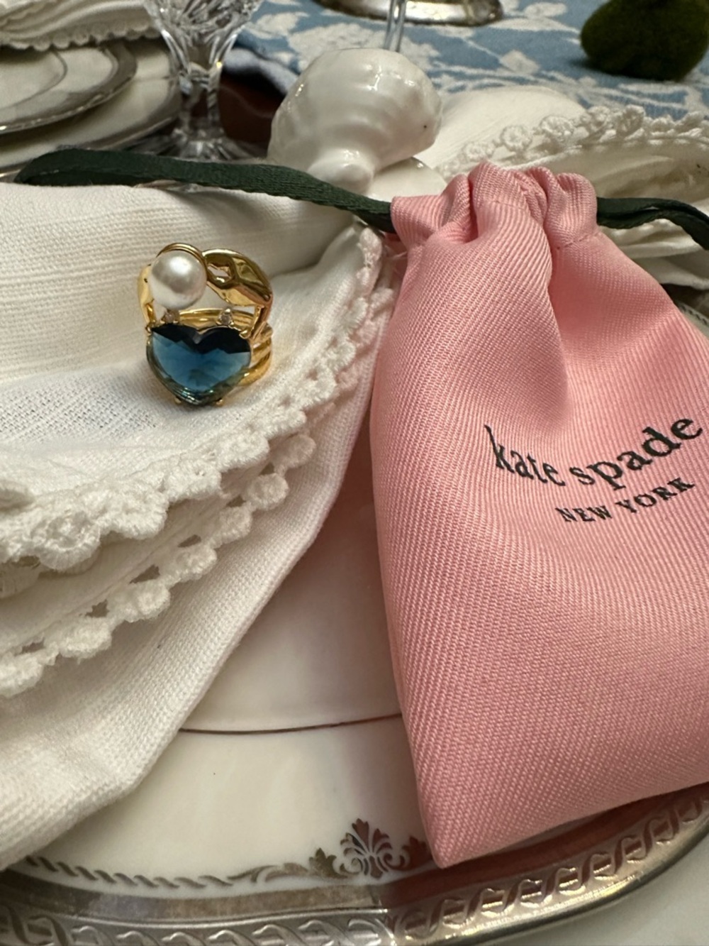 KATE SPADE SEA STAR HEART CRAB PEARL RING - SIZE 8 - Picture 7 of 10